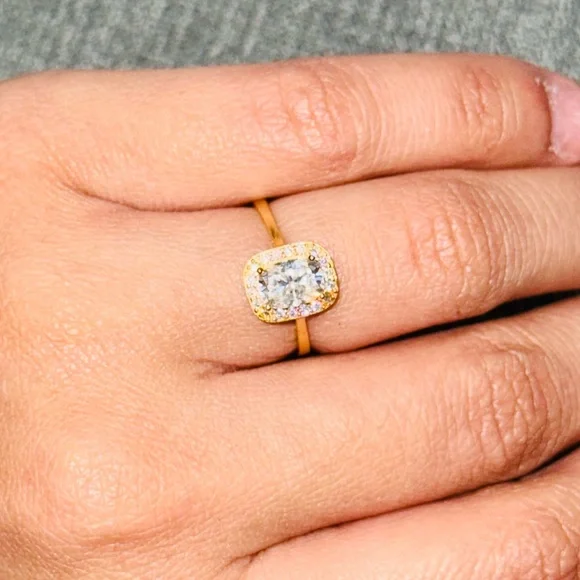 14k Solid Real Gold VVS Certified Diamond Solitaire Halo Ring FREE Appraisal